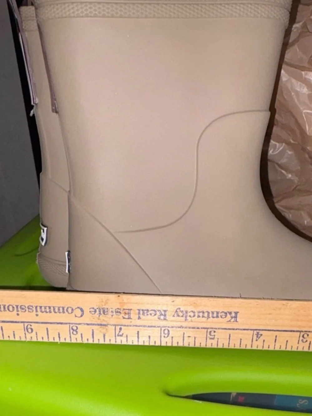 Kids Beige Rain & Snow Boots with Contrast Pull Tabs